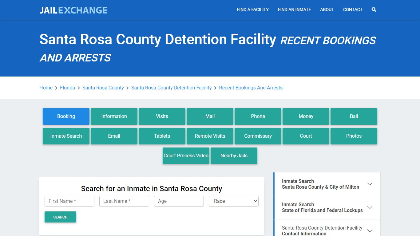 Santa Rosa County Detention Facility Recent Bookings And Arrests