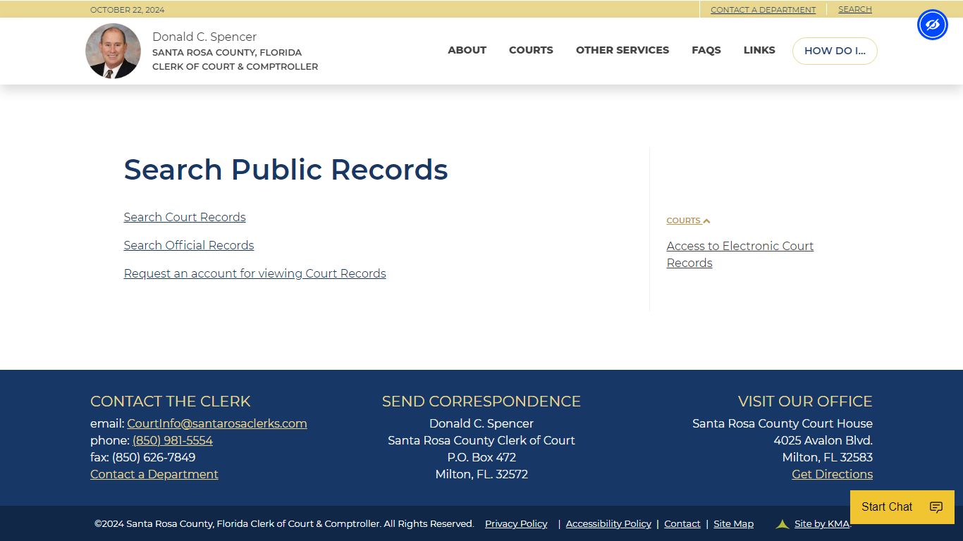 Search Public Records - Santa Rosa County Clerk of Court